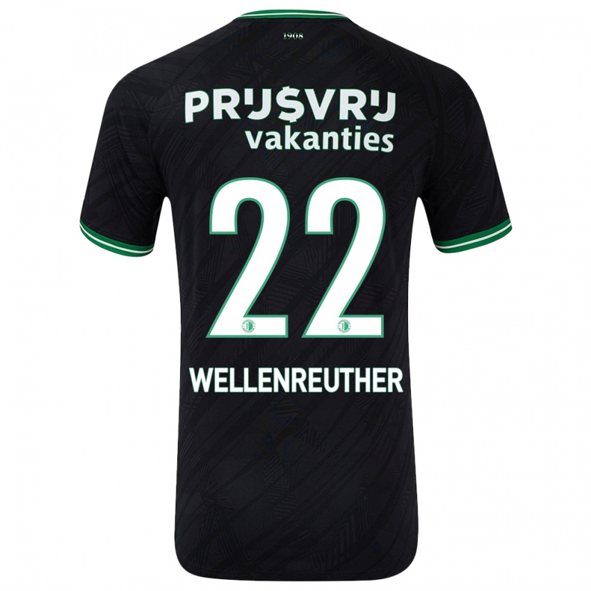 Niño Camiseta Timon Wellenreuther #22 Negro Verde 2ª Equipación 2024/25 La Camisa Chile