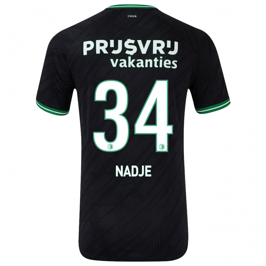 Niño Camiseta Chris-Kévin Nadje #34 Negro Verde 2ª Equipación 2024/25 La Camisa Chile