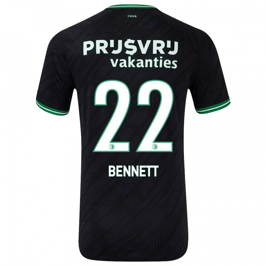 Niño Camiseta Walter Bennett #22 Negro Verde 2ª Equipación 2024/25 La Camisa Chile