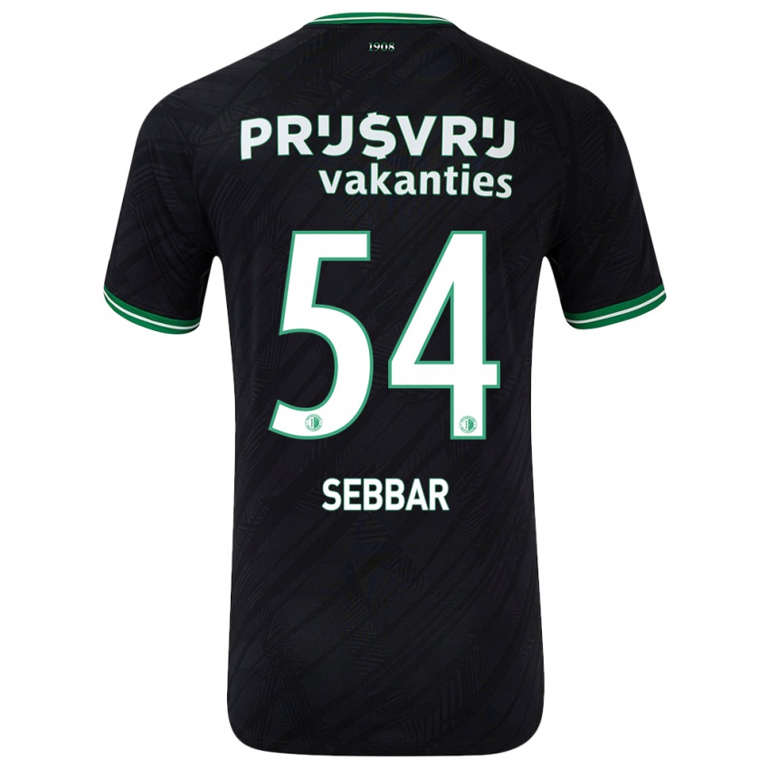 Niño Camiseta Marouane Sebbar #54 Negro Verde 2ª Equipación 2024/25 La Camisa Chile