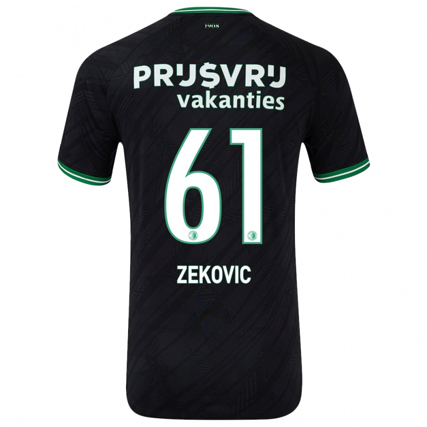 Niño Camiseta Aleks Zekovic #61 Negro Verde 2ª Equipación 2024/25 La Camisa Chile