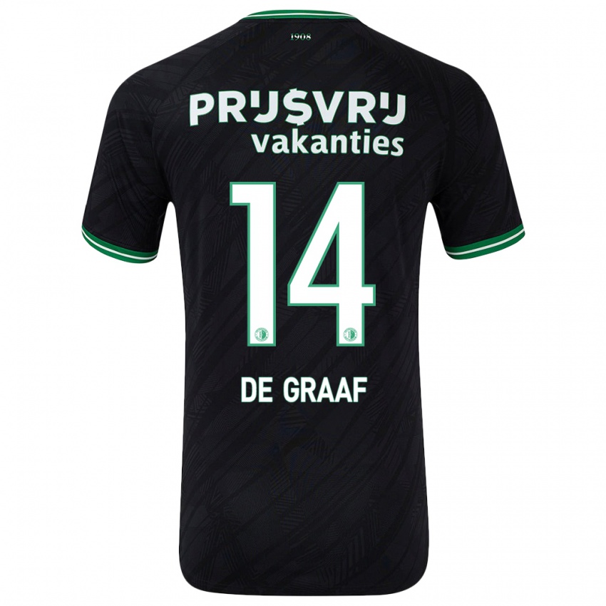 Niño Camiseta Esmee De Graaf #14 Negro Verde 2ª Equipación 2024/25 La Camisa Chile