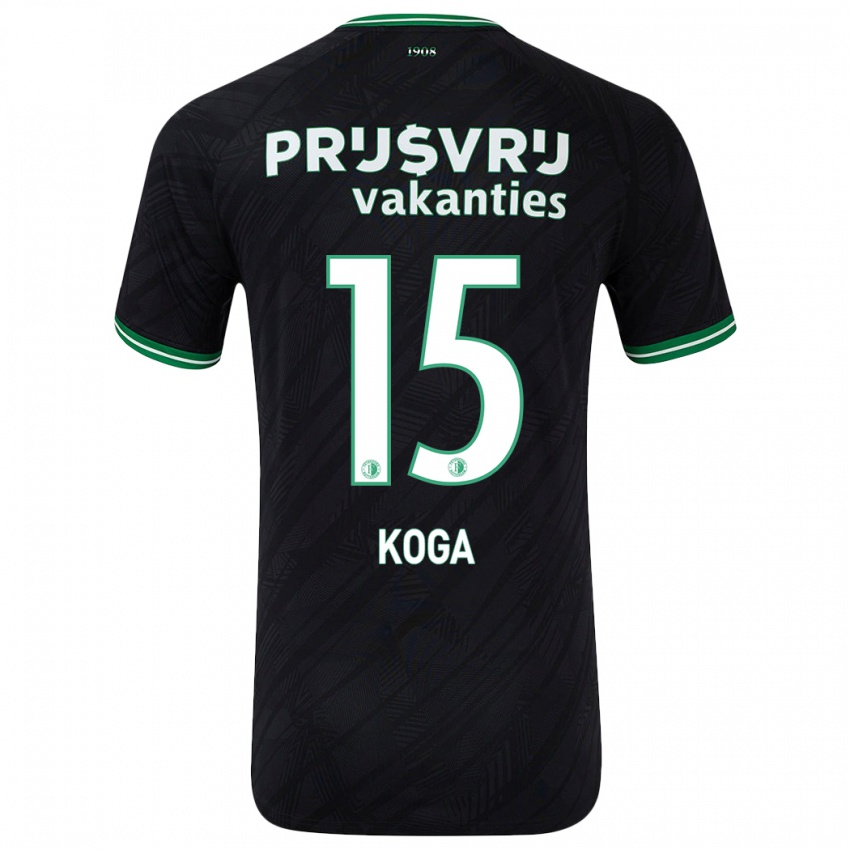 Niño Camiseta Tōko Koga #15 Negro Verde 2ª Equipación 2024/25 La Camisa Chile