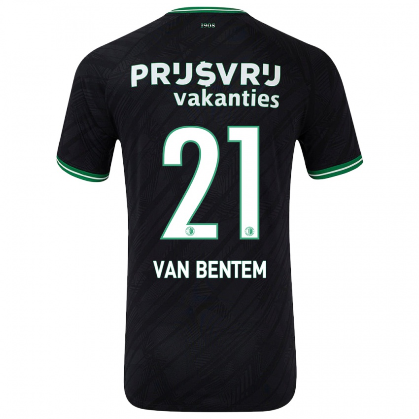 Niño Camiseta Tess Van Bentem #21 Negro Verde 2ª Equipación 2024/25 La Camisa Chile