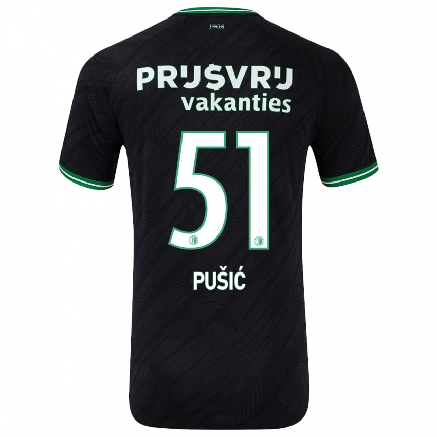 Niño Camiseta Noah Pušić #51 Negro Verde 2ª Equipación 2024/25 La Camisa Chile