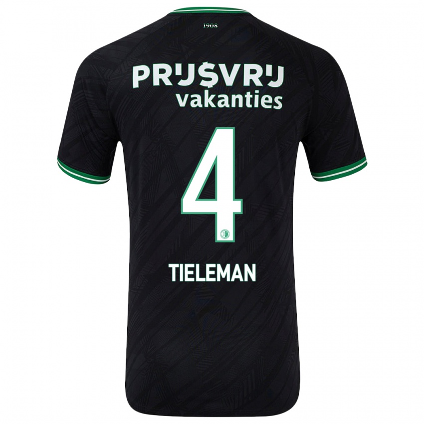 Niño Camiseta Jerry Tieleman #4 Negro Verde 2ª Equipación 2024/25 La Camisa Chile