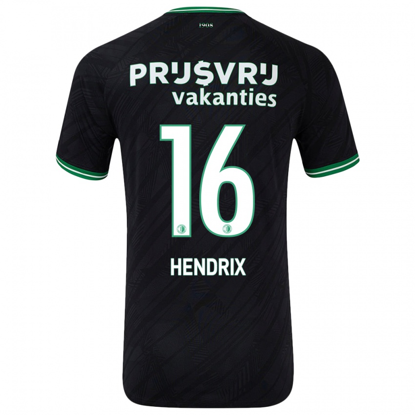 Niño Camiseta Jorrit Hendrix #16 Negro Verde 2ª Equipación 2024/25 La Camisa Chile