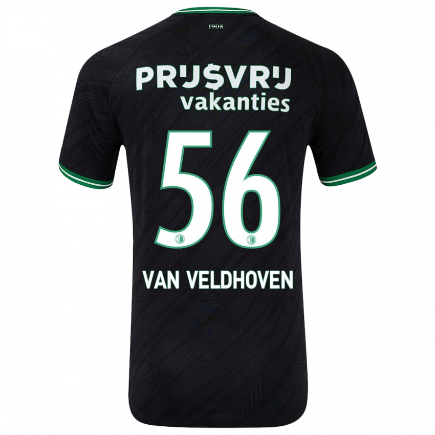 Niño Camiseta Kars Van Veldhoven #56 Negro Verde 2ª Equipación 2024/25 La Camisa Chile