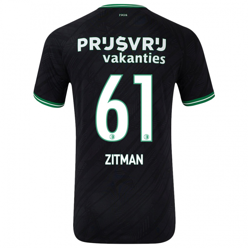 Niño Camiseta Sven Zitman #61 Negro Verde 2ª Equipación 2024/25 La Camisa Chile