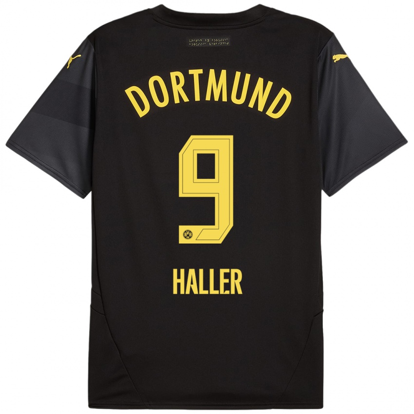 Niño Camiseta Sebastien Haller #9 Negro Amarillo 2ª Equipación 2024/25 La Camisa Chile