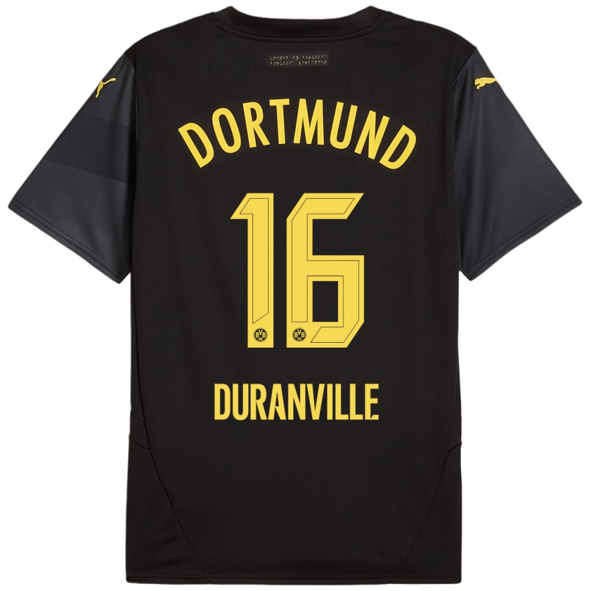 Niño Camiseta Julien Duranville #16 Negro Amarillo 2ª Equipación 2024/25 La Camisa Chile