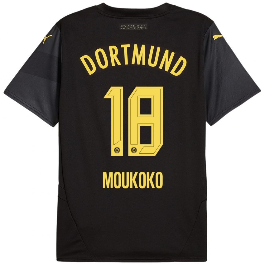 Niño Camiseta Youssoufa Moukoko #18 Negro Amarillo 2ª Equipación 2024/25 La Camisa Chile