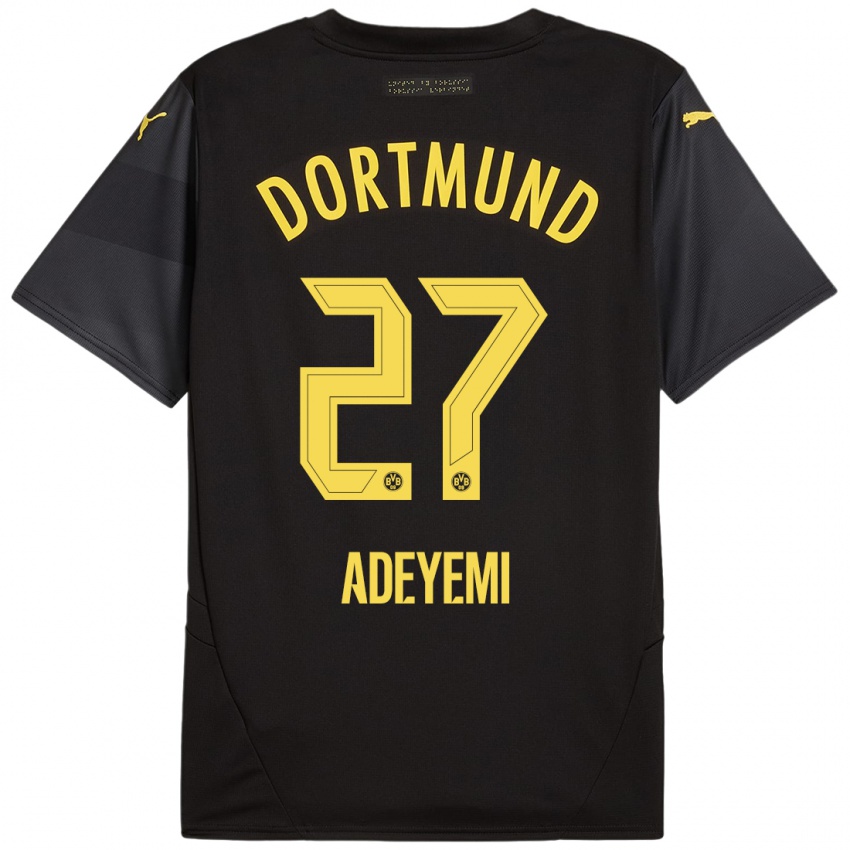 Niño Camiseta Karim Adeyemi #27 Negro Amarillo 2ª Equipación 2024/25 La Camisa Chile