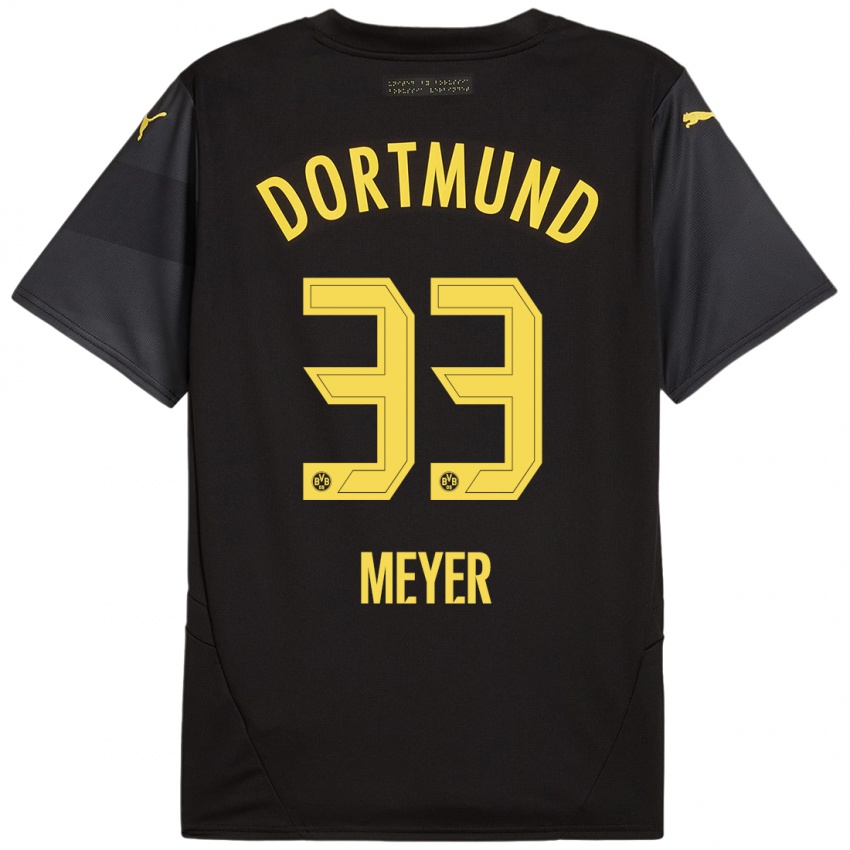 Niño Camiseta Alexander Meyer #33 Negro Amarillo 2ª Equipación 2024/25 La Camisa Chile