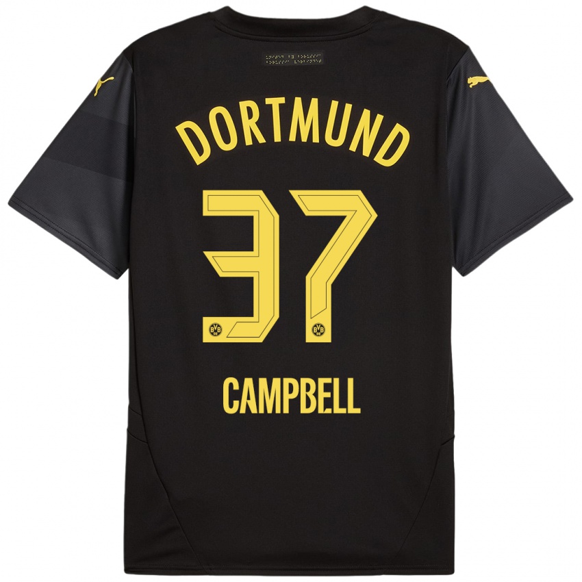 Niño Camiseta Cole Campbell #37 Negro Amarillo 2ª Equipación 2024/25 La Camisa Chile