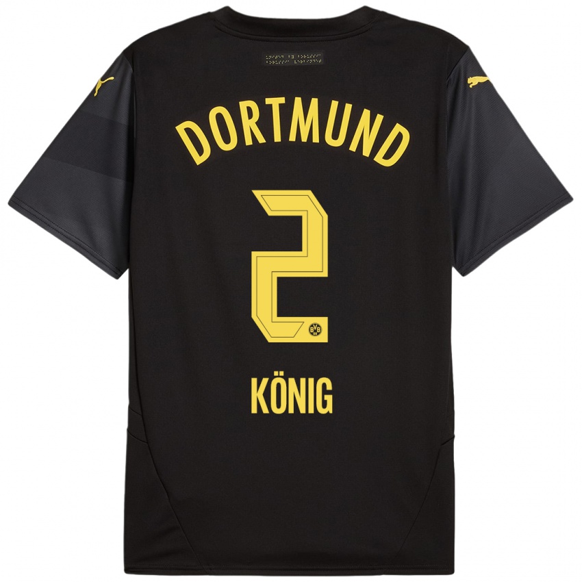 Niño Camiseta Niklas König #2 Negro Amarillo 2ª Equipación 2024/25 La Camisa Chile