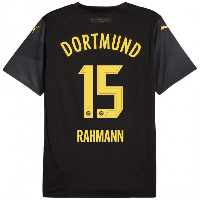 Niño Camiseta Luke Rahmann #15 Negro Amarillo 2ª Equipación 2024/25 La Camisa Chile