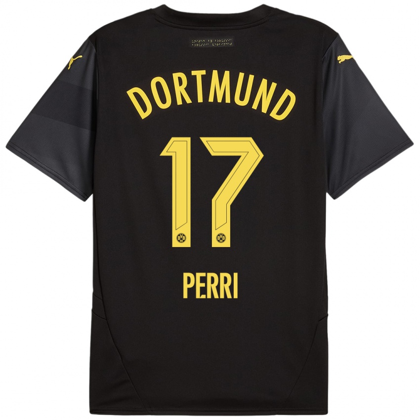 Niño Camiseta Luca Perri #17 Negro Amarillo 2ª Equipación 2024/25 La Camisa Chile