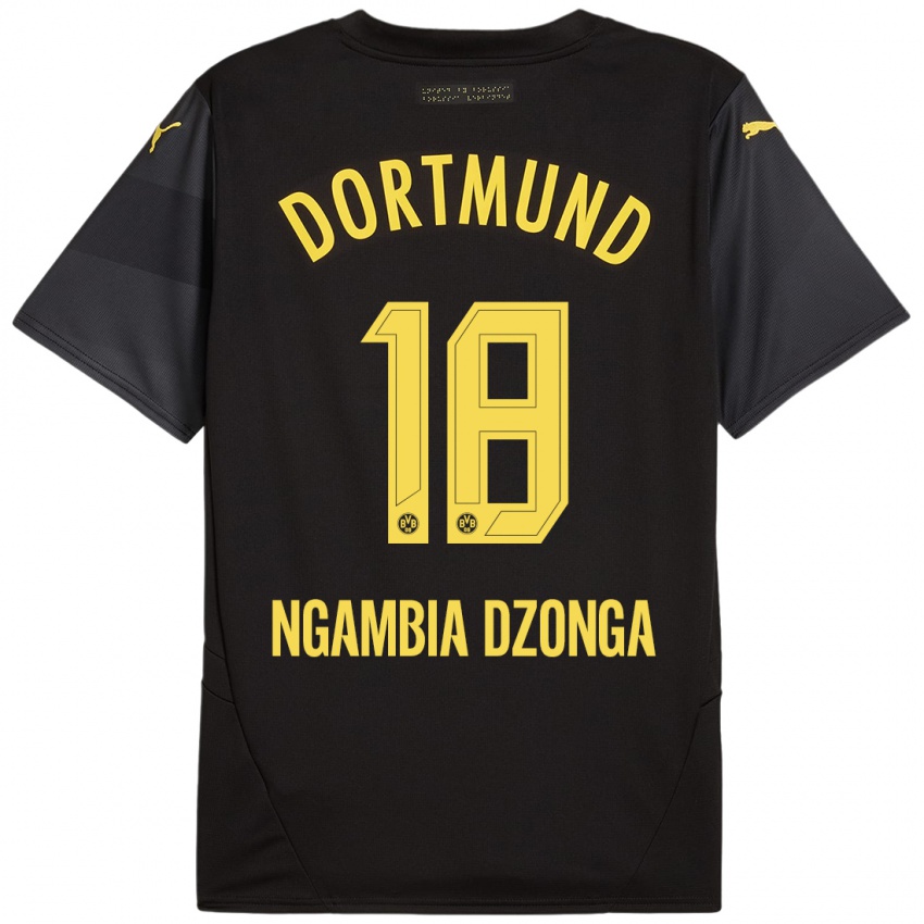 Niño Camiseta Diego Ngambia Dzonga #18 Negro Amarillo 2ª Equipación 2024/25 La Camisa Chile