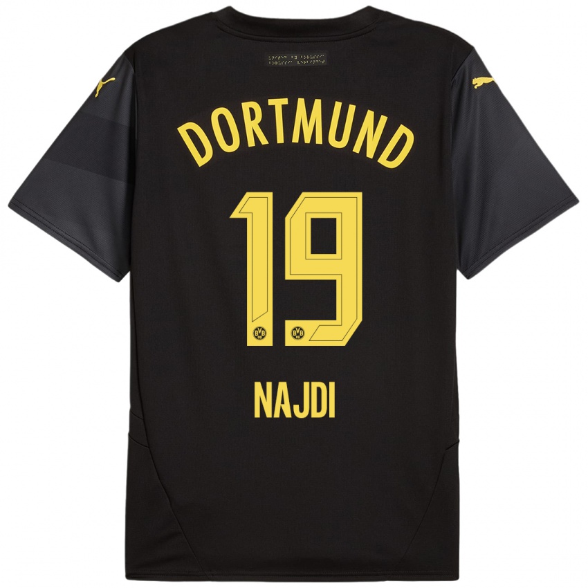 Niño Camiseta Ahmad Najdi #19 Negro Amarillo 2ª Equipación 2024/25 La Camisa Chile