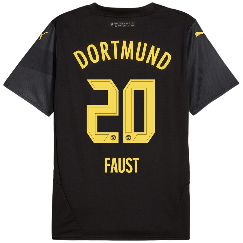 Niño Camiseta Tom Faust #20 Negro Amarillo 2ª Equipación 2024/25 La Camisa Chile