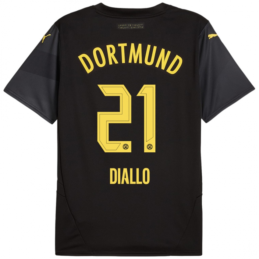 Niño Camiseta Ousmane Diallo #21 Negro Amarillo 2ª Equipación 2024/25 La Camisa Chile