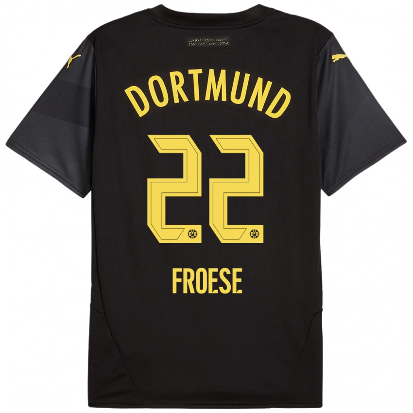 Niño Camiseta Julien Froese #22 Negro Amarillo 2ª Equipación 2024/25 La Camisa Chile