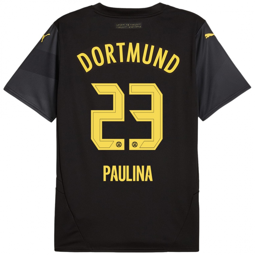 Niño Camiseta Jordi Paulina #23 Negro Amarillo 2ª Equipación 2024/25 La Camisa Chile