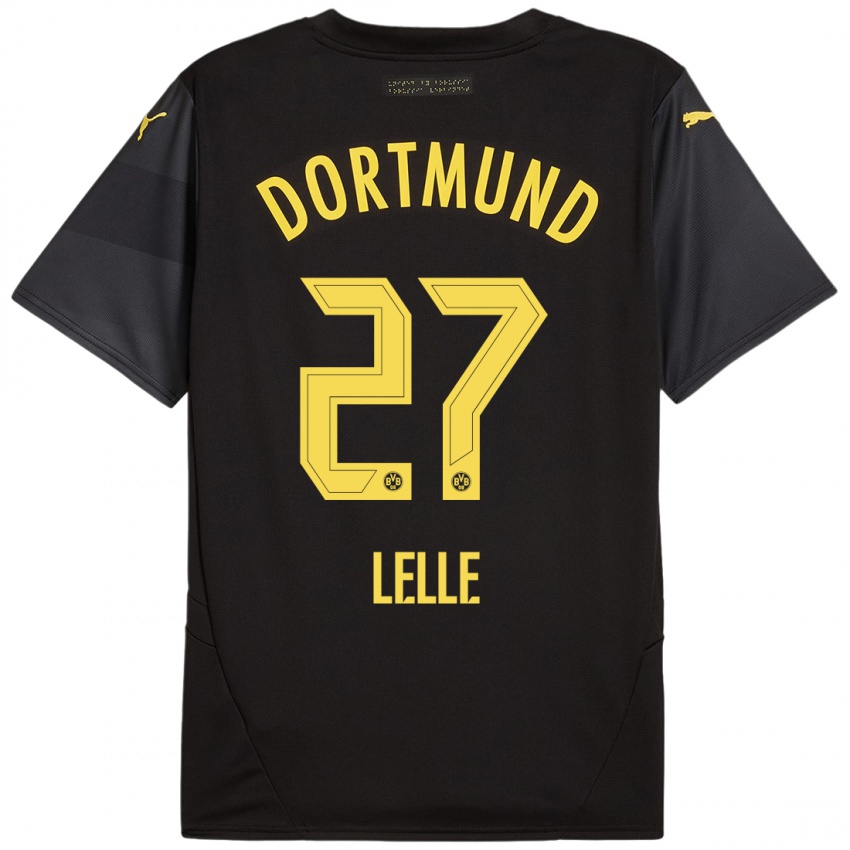 Niño Camiseta David Lelle #27 Negro Amarillo 2ª Equipación 2024/25 La Camisa Chile