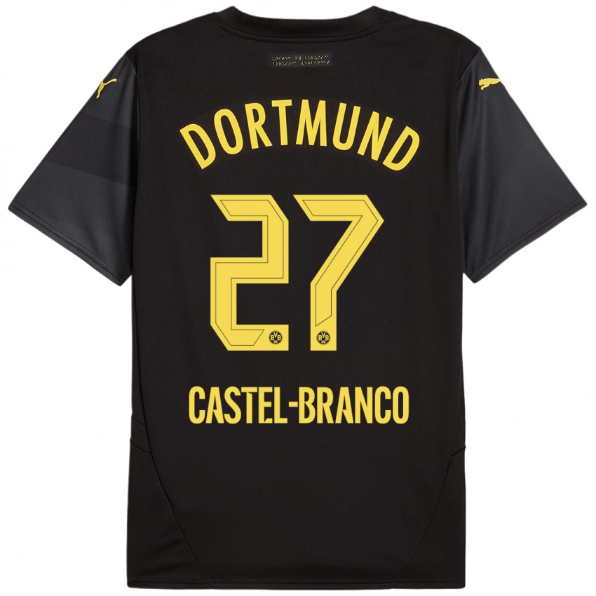 Niño Camiseta Diego Castel-Branco #27 Negro Amarillo 2ª Equipación 2024/25 La Camisa Chile