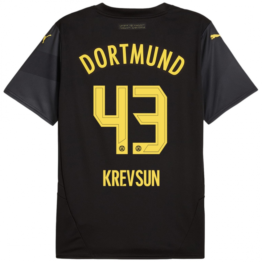 Niño Camiseta Danylo Krevsun #43 Negro Amarillo 2ª Equipación 2024/25 La Camisa Chile