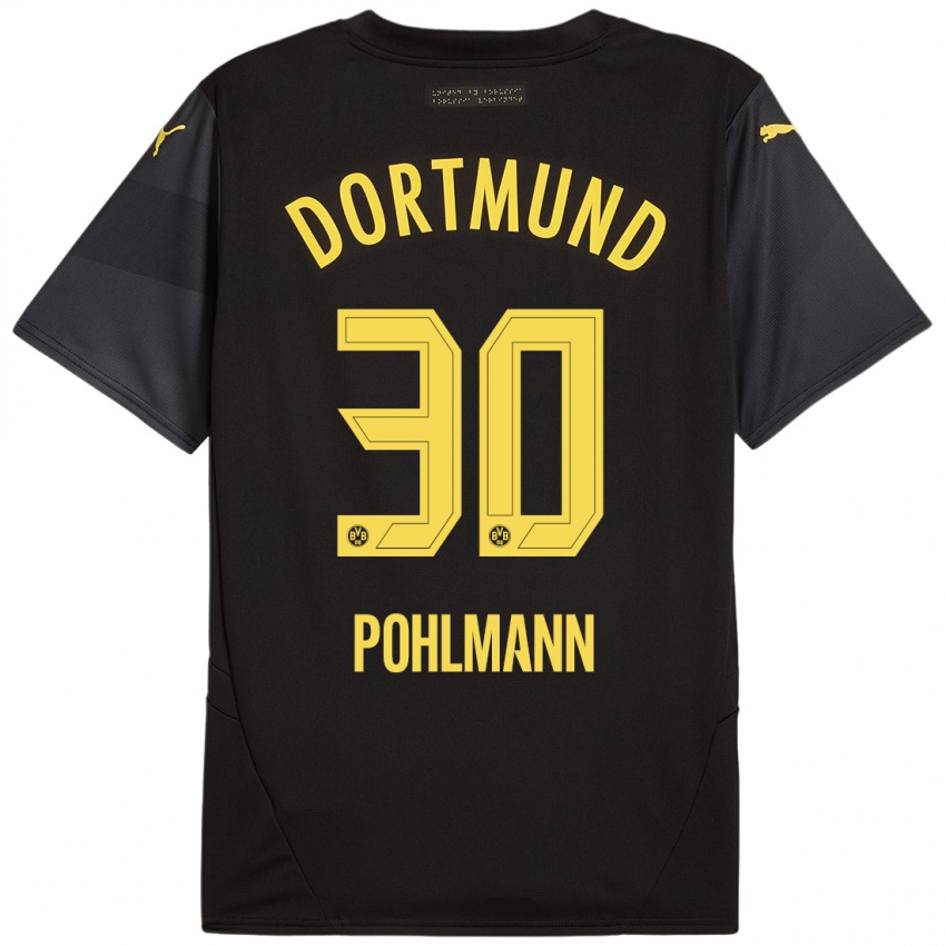 Niño Camiseta Ole Pohlmann #30 Negro Amarillo 2ª Equipación 2024/25 La Camisa Chile