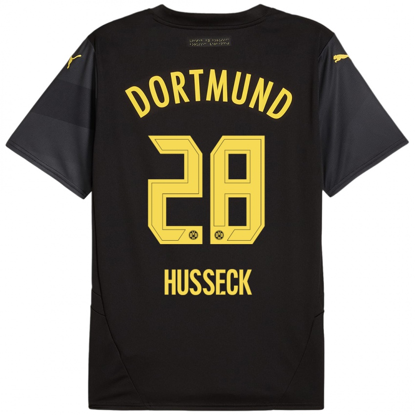 Niño Camiseta Jonah Husseck #28 Negro Amarillo 2ª Equipación 2024/25 La Camisa Chile