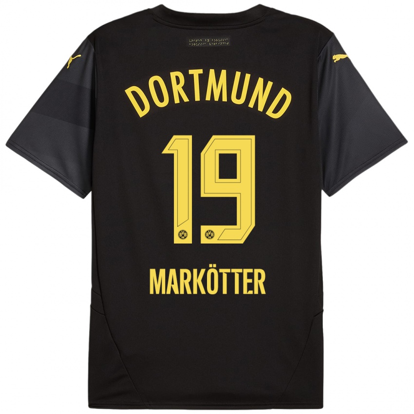 Niño Camiseta Jonah Markötter #19 Negro Amarillo 2ª Equipación 2024/25 La Camisa Chile