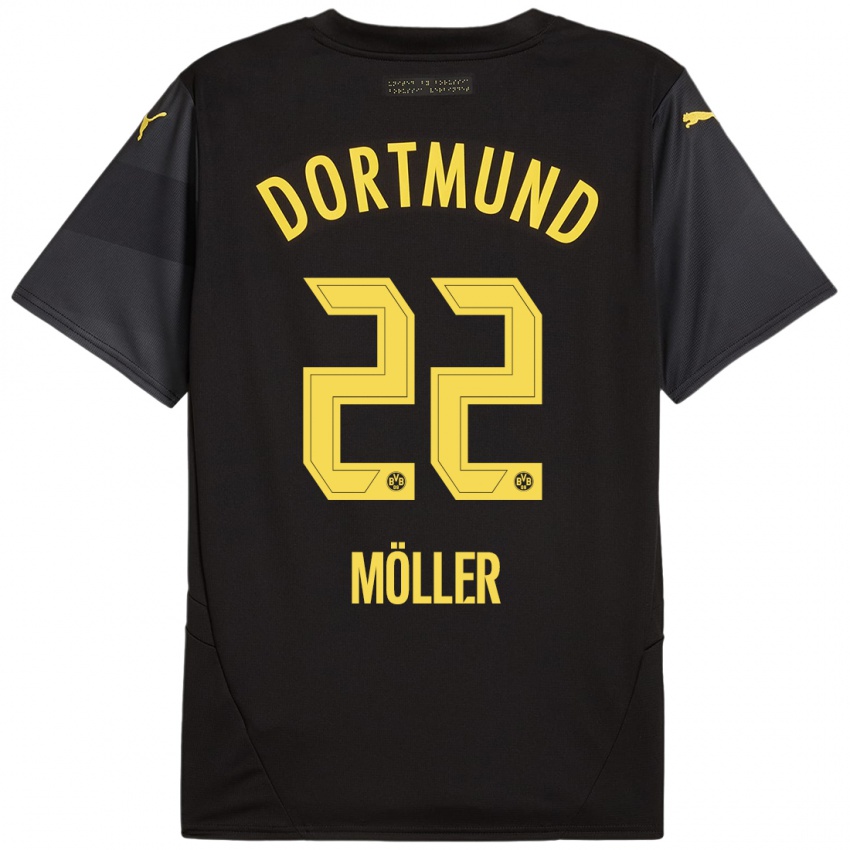 Niño Camiseta Paul Möller #22 Negro Amarillo 2ª Equipación 2024/25 La Camisa Chile