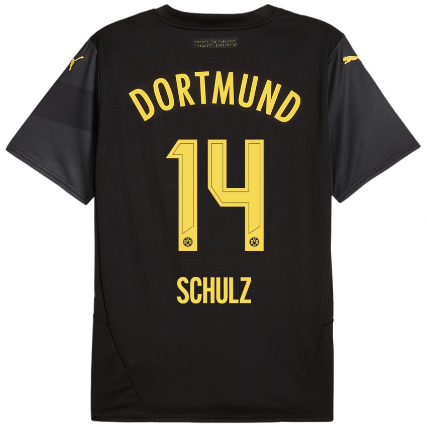 Niño Camiseta Nico Schulz #14 Negro Amarillo 2ª Equipación 2024/25 La Camisa Chile