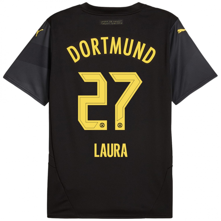 Niño Camiseta Van Der Heijden Laura #27 Negro Amarillo 2ª Equipación 2024/25 La Camisa Chile