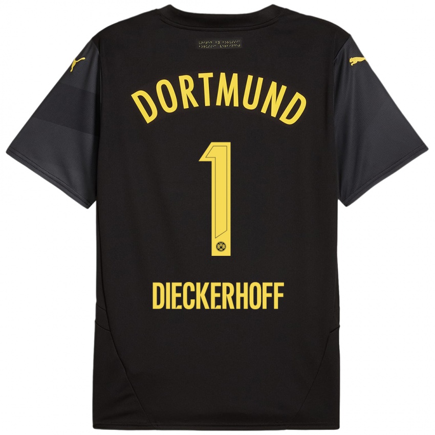 Niño Camiseta Max Dieckerhoff #1 Negro Amarillo 2ª Equipación 2024/25 La Camisa Chile