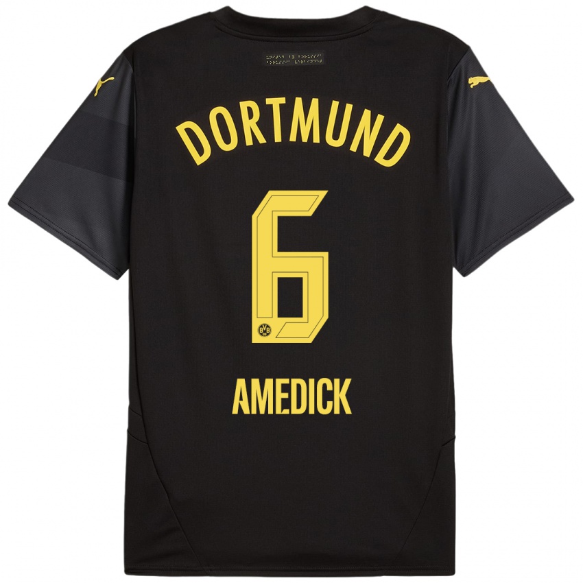 Niño Camiseta Maik Amedick #6 Negro Amarillo 2ª Equipación 2024/25 La Camisa Chile