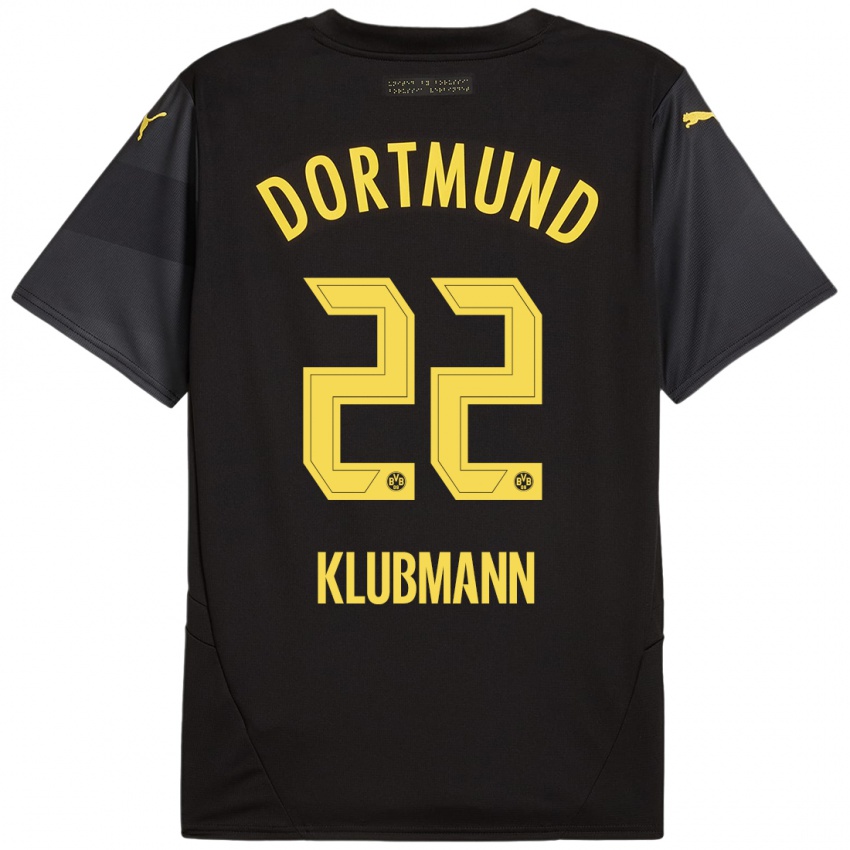 Niño Camiseta Leon Klubmann #22 Negro Amarillo 2ª Equipación 2024/25 La Camisa Chile