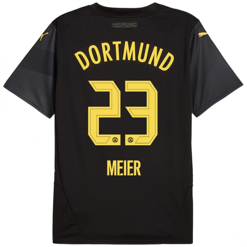 Niño Camiseta Maximilian Meier #23 Negro Amarillo 2ª Equipación 2024/25 La Camisa Chile