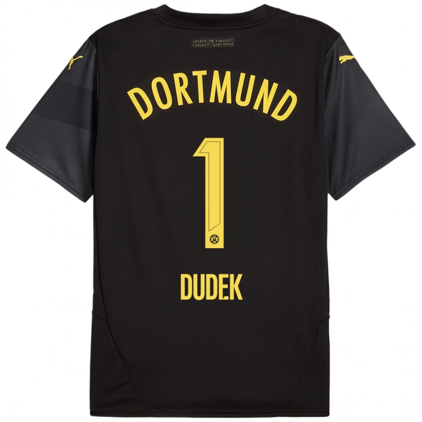 Niño Camiseta Daniel Dudek #1 Negro Amarillo 2ª Equipación 2024/25 La Camisa Chile