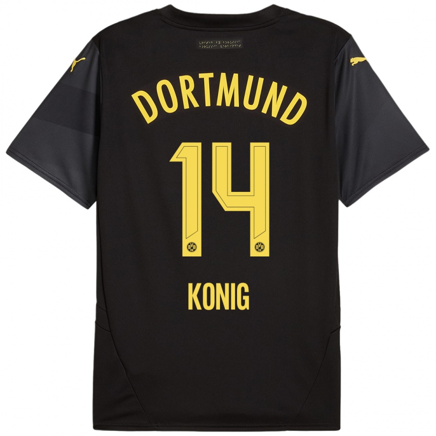 Niño Camiseta Raul Konig #14 Negro Amarillo 2ª Equipación 2024/25 La Camisa Chile