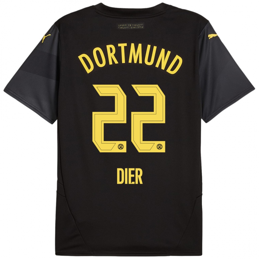 Niño Camiseta Henrik Dier #22 Negro Amarillo 2ª Equipación 2024/25 La Camisa Chile