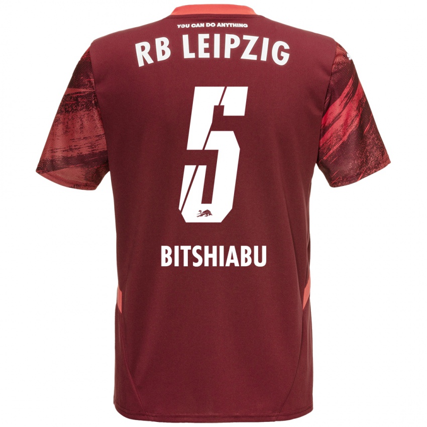 Niño Camiseta El Chadaille Bitshiabu #5 Borgoña 2ª Equipación 2024/25 La Camisa Chile