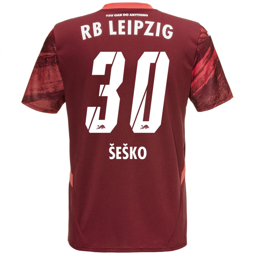 Niño Camiseta Benjamin Sesko #30 Borgoña 2ª Equipación 2024/25 La Camisa Chile