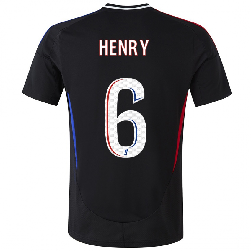 Niño Camiseta Amandine Henry #6 Negro 2ª Equipación 2024/25 La Camisa Chile