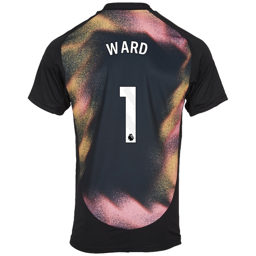 Niño Camiseta Danny Ward #1 Negro Blanco 2ª Equipación 2024/25 La Camisa Chile