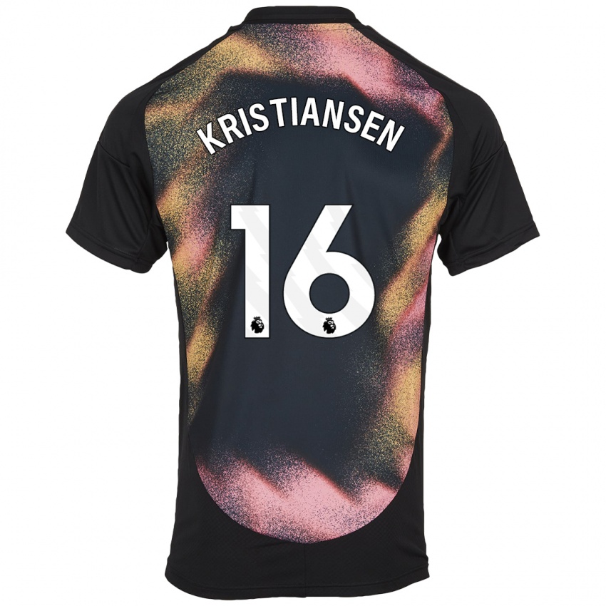 Niño Camiseta Victor Kristiansen #16 Negro Blanco 2ª Equipación 2024/25 La Camisa Chile