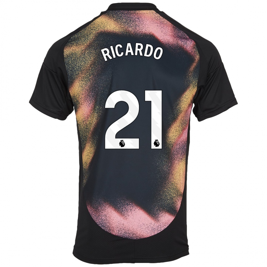 Niño Camiseta Ricardo Pereira #21 Negro Blanco 2ª Equipación 2024/25 La Camisa Chile